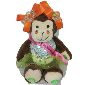 Dancer Monkey Sequin Tutu Jewels Bows Plush 14 Inch